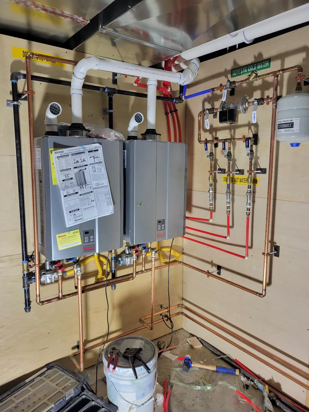 Commercial water heater piping and mechanical connections
